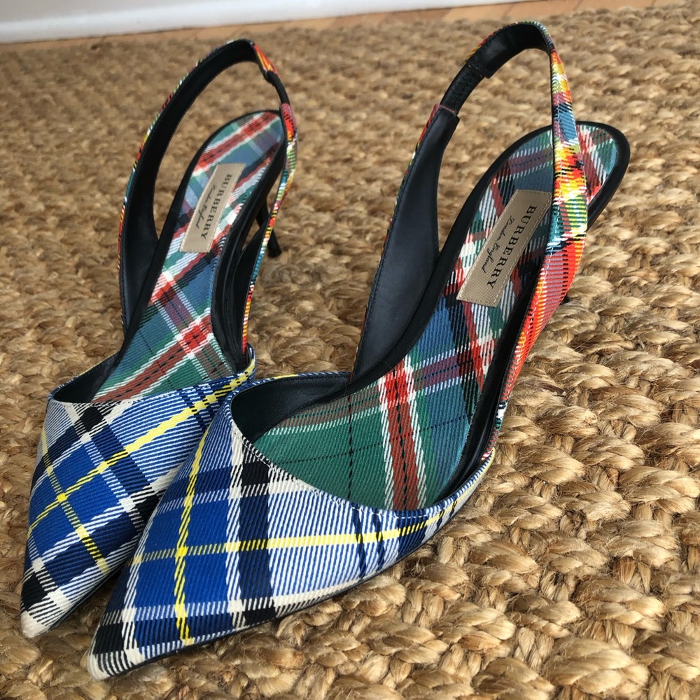 Burberry Annice Tartan Slingbacks. Size 38.5 - Picture 7 of 15